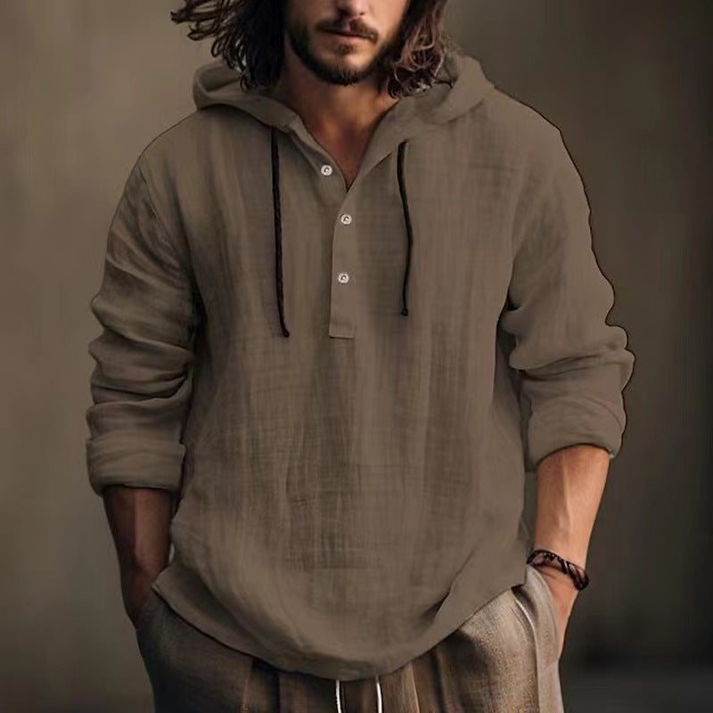 Wholesale Men's Streetwear Solid Color Long Sleeve Men's Hoodies - view 5
