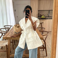 Wholesale Women's Streetwear Solid Color Sleeveless Pocket Blouses - front view