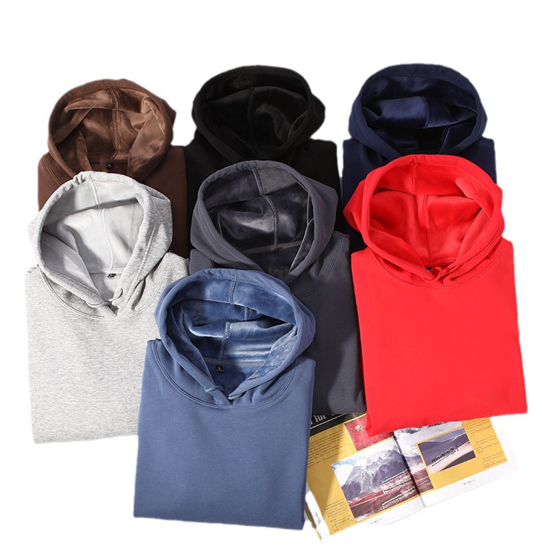 Wholesale Men's Streetwear Solid Color Long Sleeve Men's Hoodies - front view