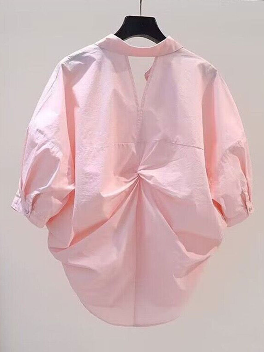 Wholesale Women's Casual Solid Color Short Sleeve Blouses - view 5