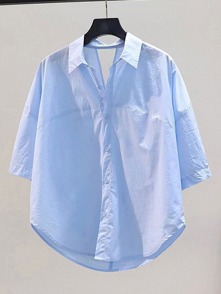 Wholesale Women's Casual Solid Color Short Sleeve Blouses - view 3