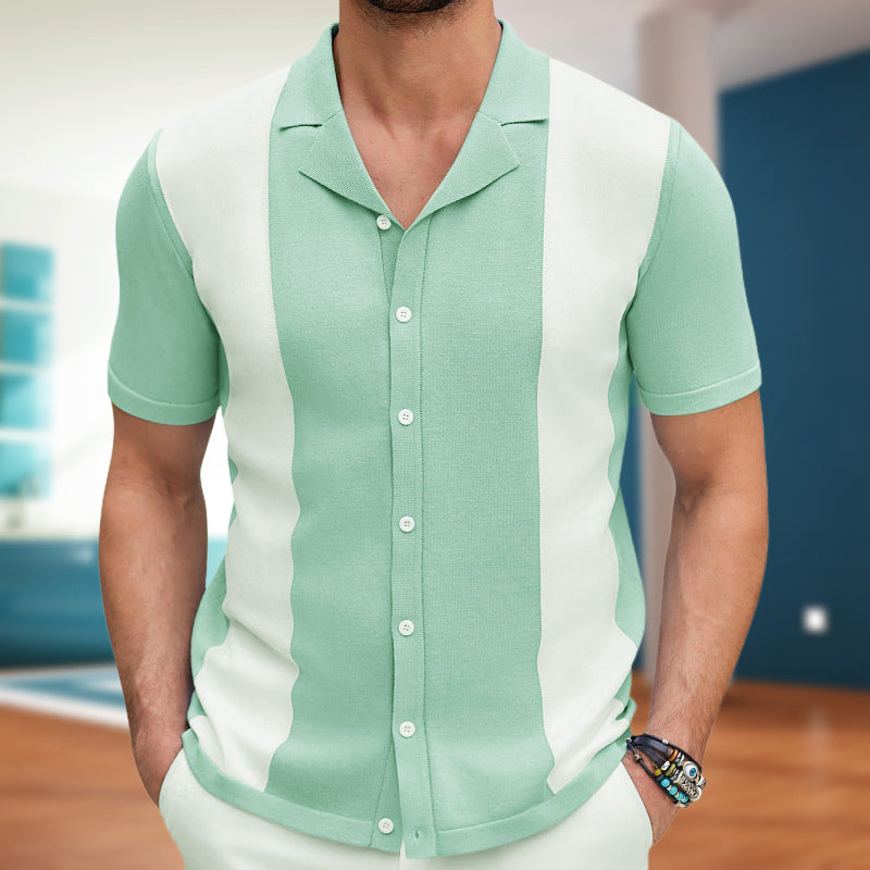Men's Cardigan Sweater Men's Sexy Shirt Lapel Business Casual Woolen  Shirt SY0164 - front view