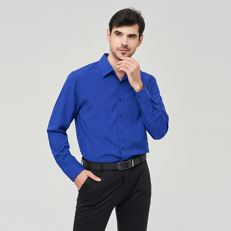 Autumn Solid Color Plus Size Four-sided Stretch Shirt Men's Business Casual Long-sleeved  Shirt Men's Shirt - view 2