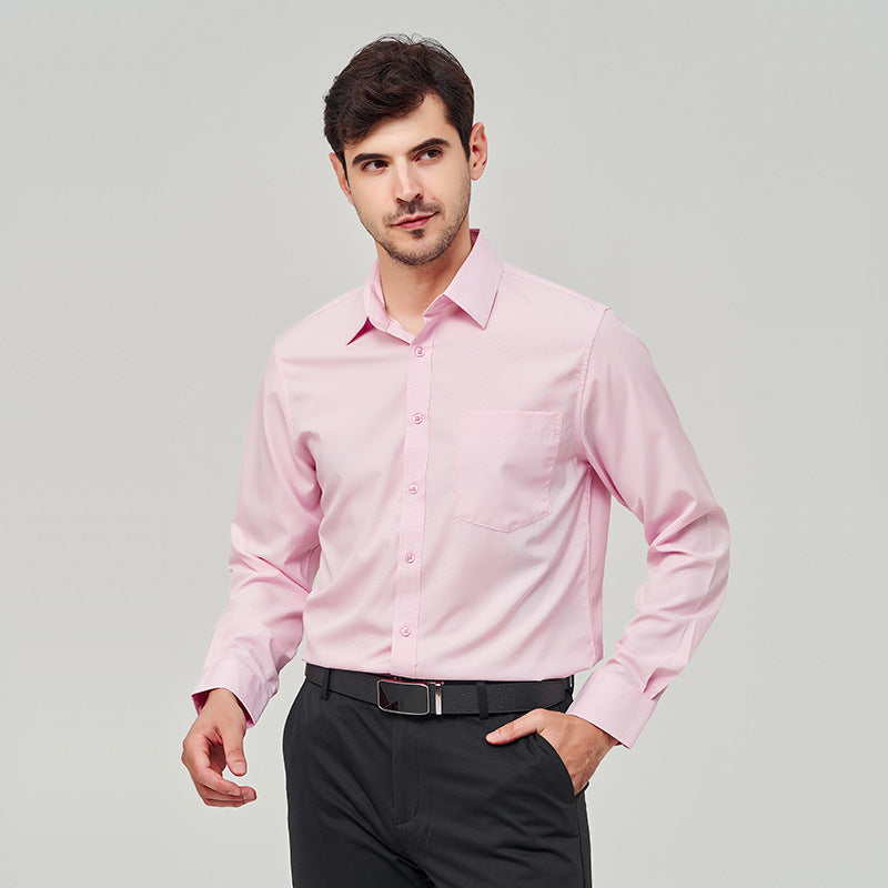 Autumn Solid Color Plus Size Four-sided Stretch Shirt Men's Business Casual Long-sleeved  Shirt Men's Shirt - view 3