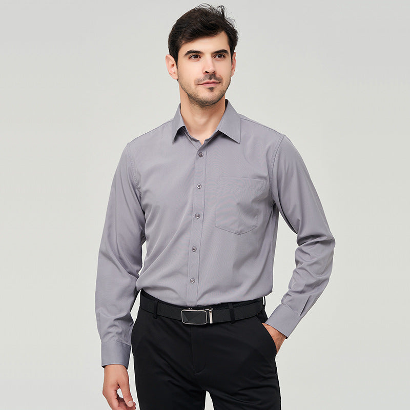 Autumn Solid Color Plus Size Four-sided Stretch Shirt Men's Business Casual Long-sleeved  Shirt Men's Shirt - view 4