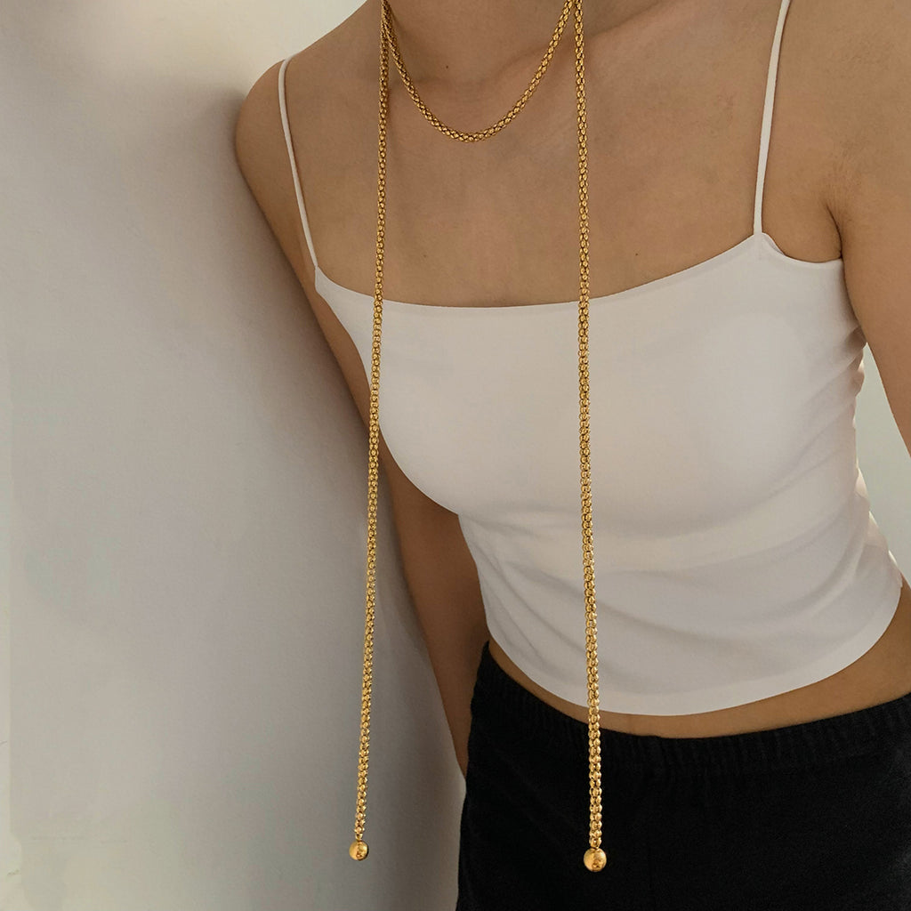 PVD Coated Real Gold Plated 16K White Plating Solid Color 304 Stainless Steel Casual Modern Style Waterproof Non Tarnish Necklace - view 3