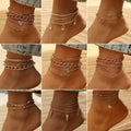 Jewelry Fashion Creative Diamond Letters Butterfly Chain Multi-layer Anklet Personalized Retro Beach Anklets - front view