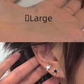 925 Silver Irregular Pentagram Ear Studs Ear Clip Men's And Women's Asymmetric Super Flash Five-pointed Star Earrings Zircon Earrings - front view