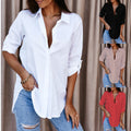Wholesale Women's Casual Solid Color Long Sleeve Blouses - front view