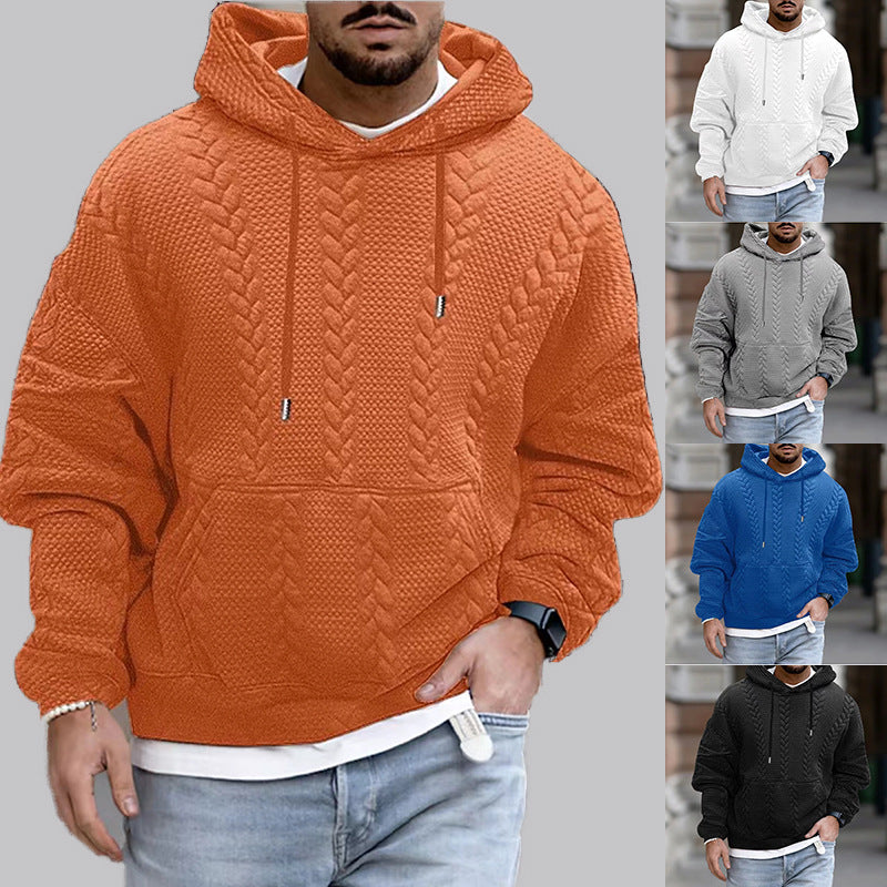 Wholesale Men's Streetwear Solid Color Long Sleeve Men's Hoodies - front view