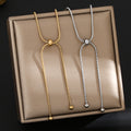 Simple Drawstring Necklace Round Beads Design 304 Stainless Steel Necklace - front view