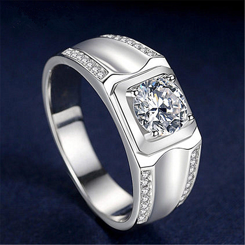 Couple Ring Female Diamond Ring Simulation Zircon Open Wedding Ring Fast Hand Domineering Live Broadcast  Wholesale Men's Ring - view 3