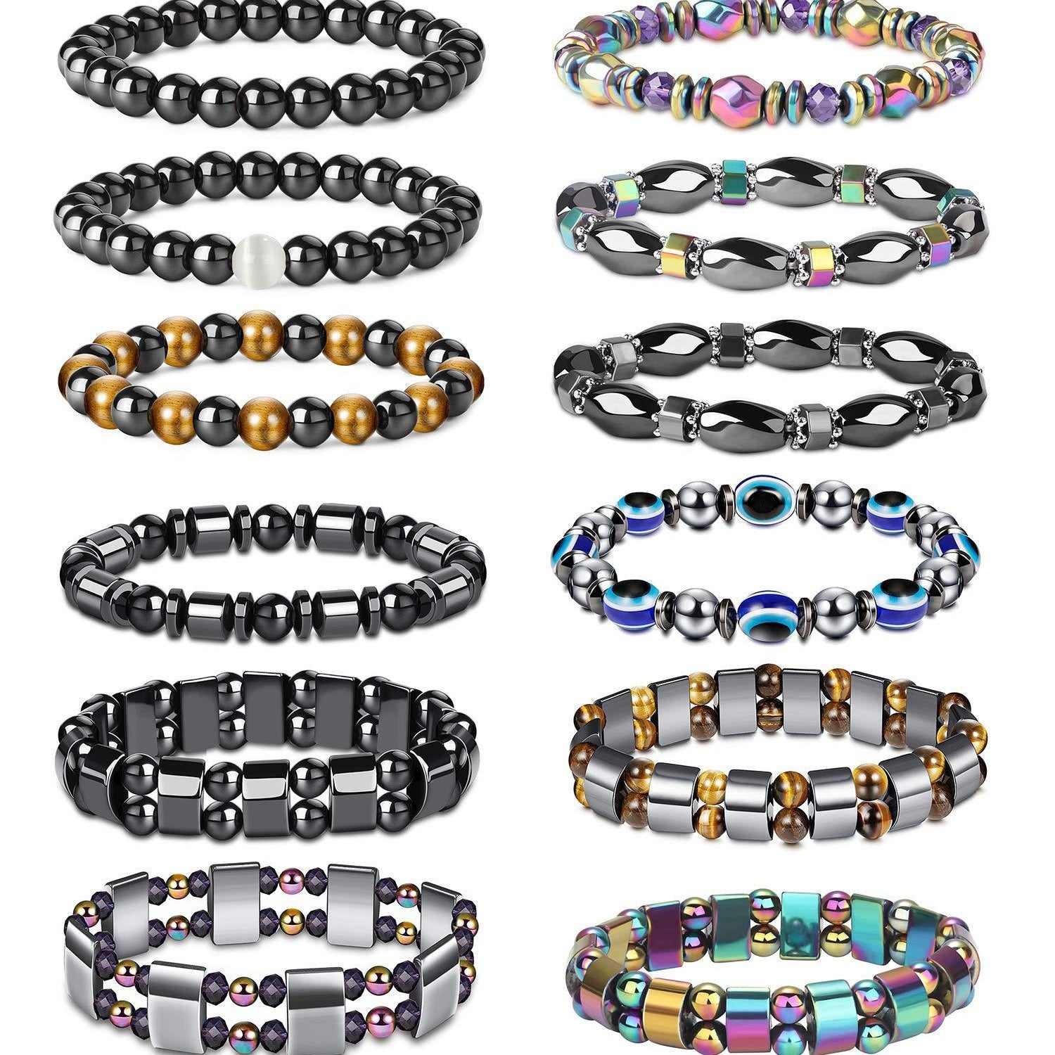 Bracelet Magnet Yoga Beaded Elastic Bracelet Wholesale  Hot Selling Bracelet Female Bracelet Male Black Gall Stone Jewelry - front view