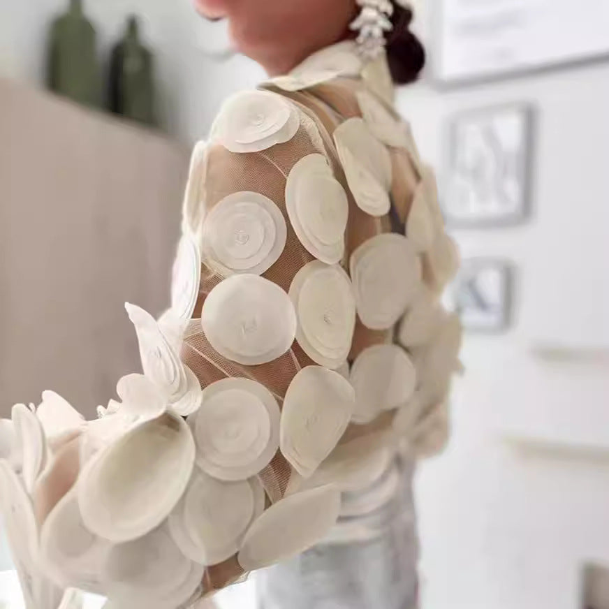 Wholesale Women's Elegant Sexy Flower Long Sleeve Blouses - view 3