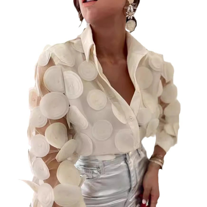 Wholesale Women's Elegant Sexy Flower Long Sleeve Blouses - view 5