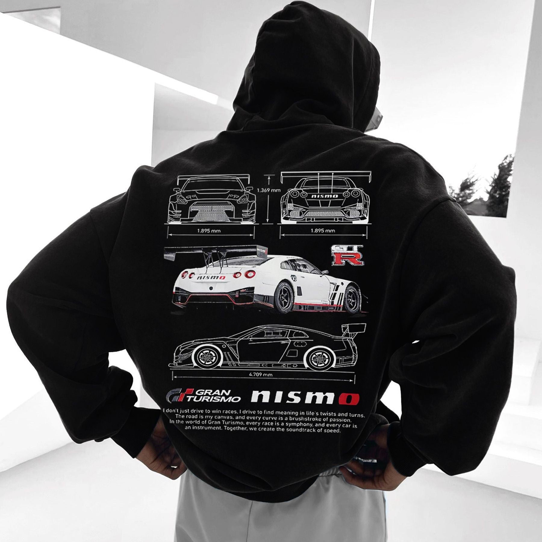 Wholesale Men's Casual Streetwear Letter Car Long Sleeve Men's Hoodies - front view