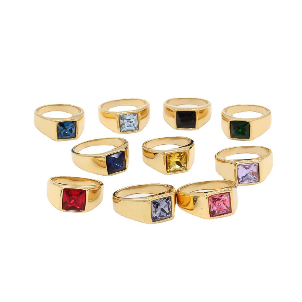 Retro Geometric Titanium Steel Men's Rings - view 2