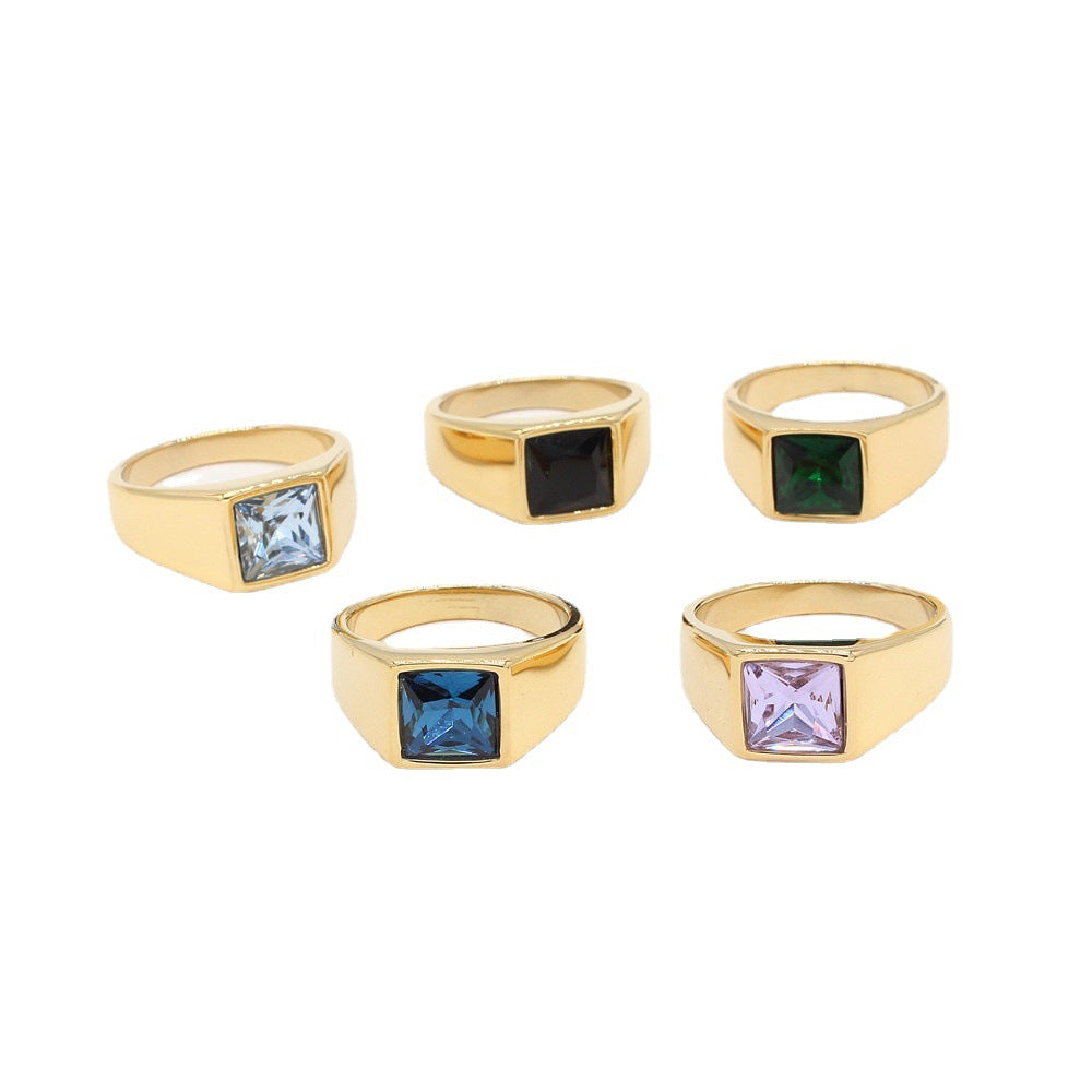 Retro Geometric Titanium Steel Men's Rings - view 3
