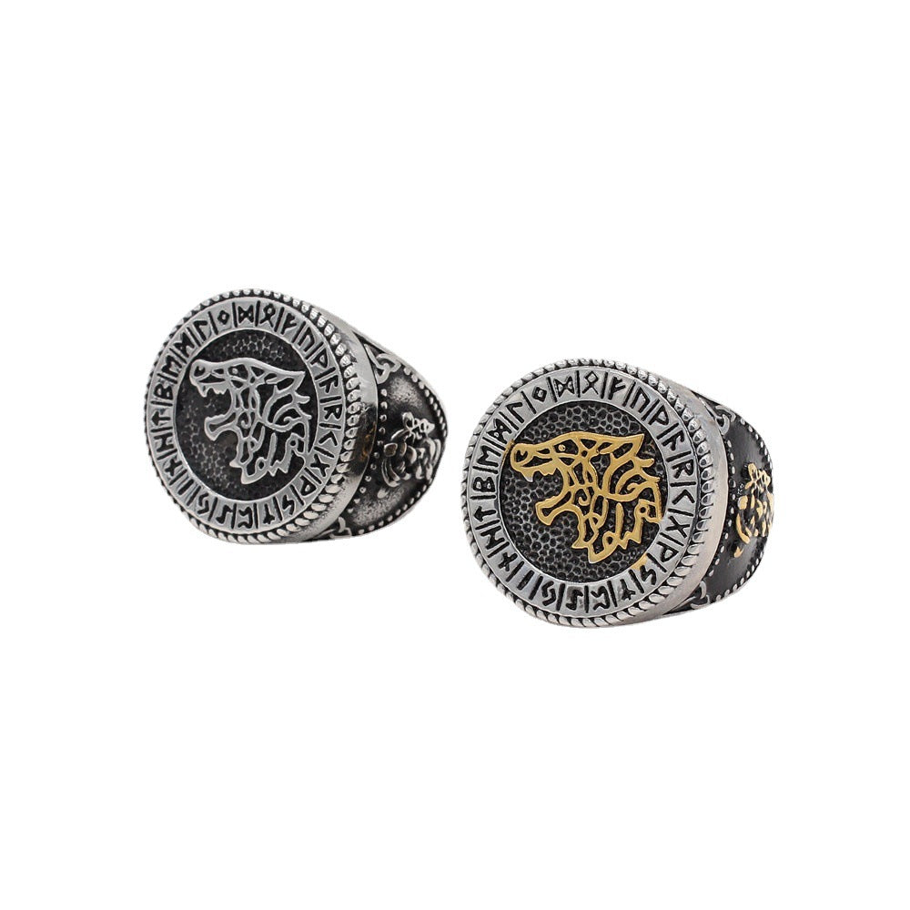 Retro Wolf Titanium Steel Men's Rings - view 2