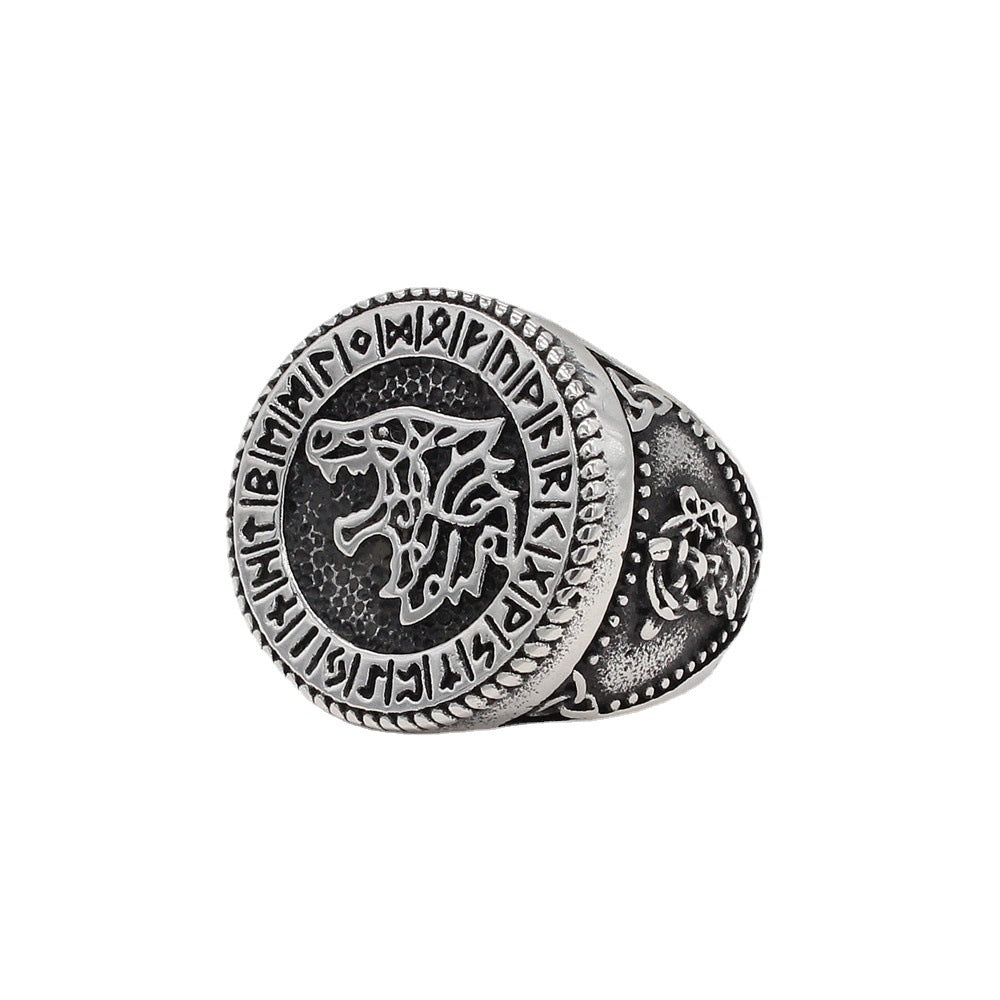 Retro Wolf Titanium Steel Men's Rings - view 5