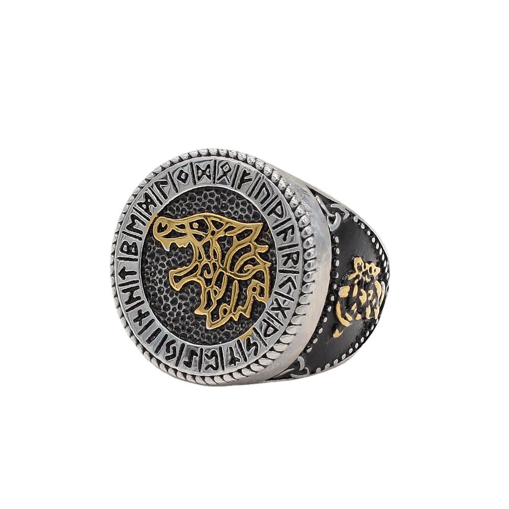 Retro Wolf Titanium Steel Men's Rings - view 4