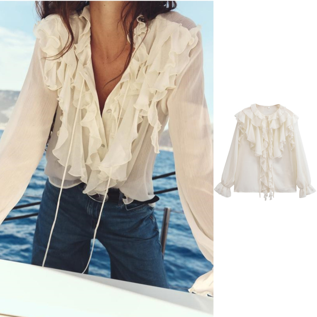 Wholesale Women's Elegant Solid Color Long Sleeve Blouses - front view