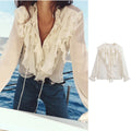 Wholesale Women's Elegant Solid Color Long Sleeve Blouses - front view
