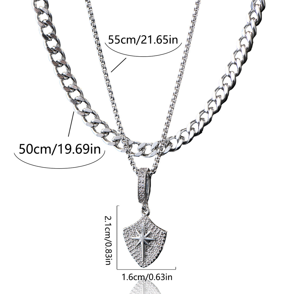 2 Stainless Steel Sun Shield Men's Necklace, Design Pendant Removable Random Combination Men's Necklace Suit With Box - view 2