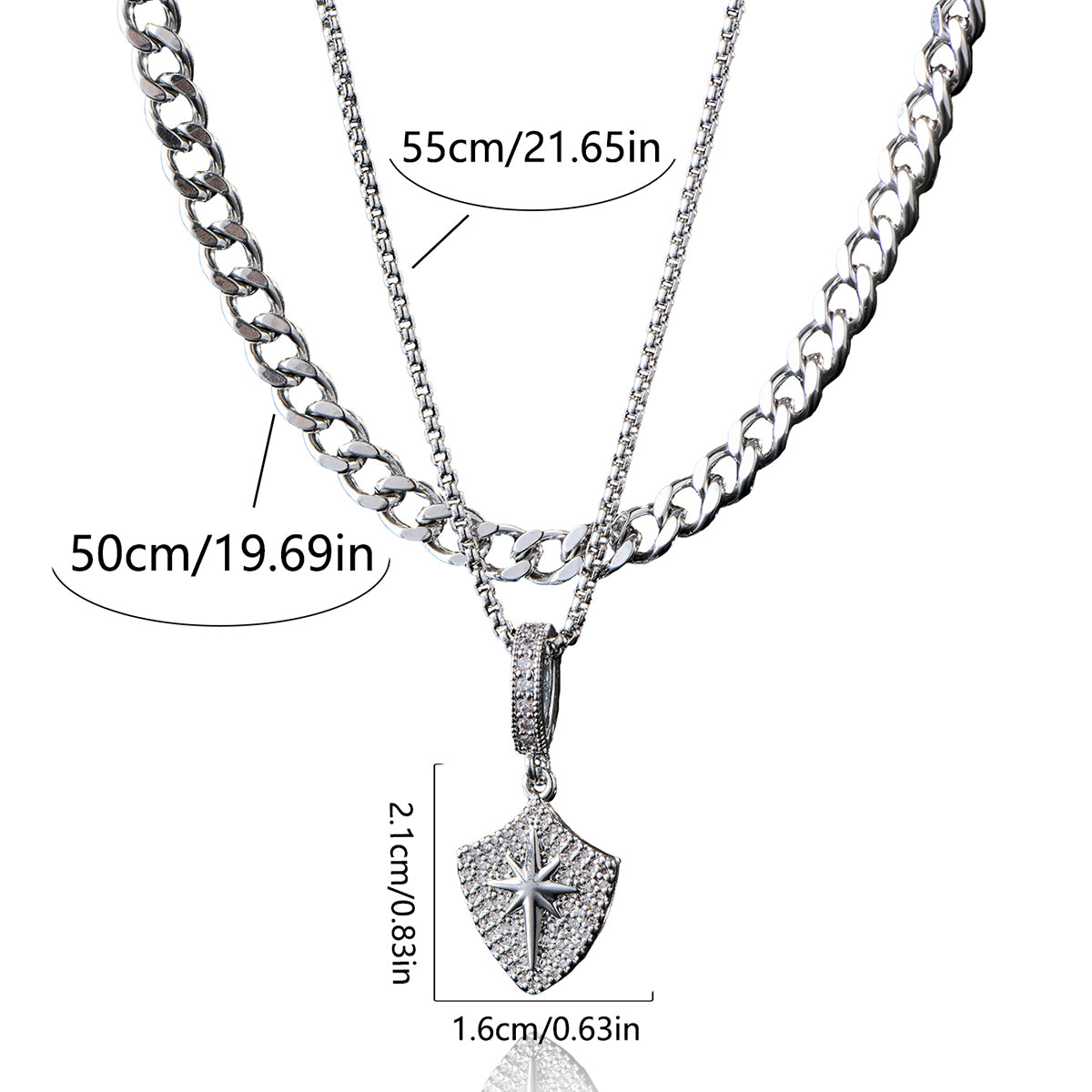 2 Stainless Steel Sun Shield Men's Necklace, Design Pendant Removable Random Combination Men's Necklace Suit With Box - view 2
