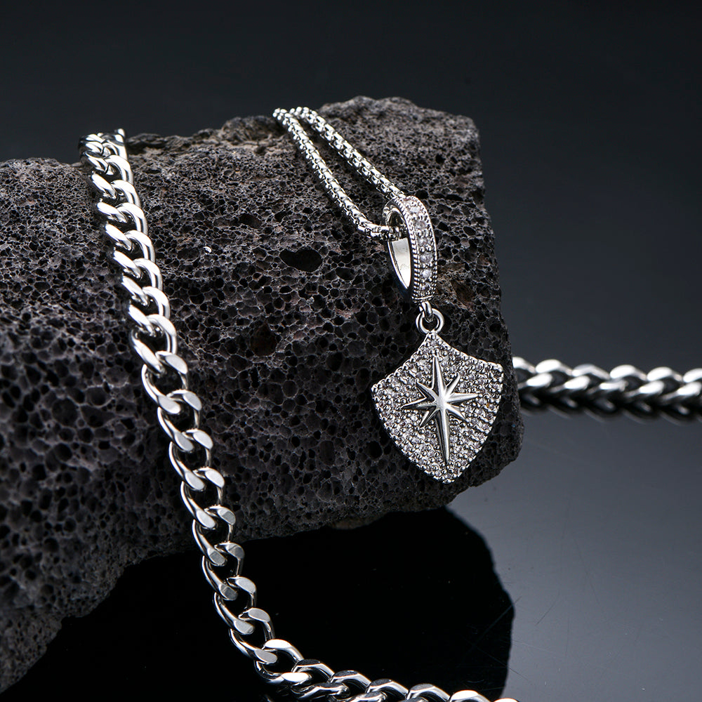 2 Stainless Steel Sun Shield Men's Necklace, Design Pendant Removable Random Combination Men's Necklace Suit With Box - view 5
