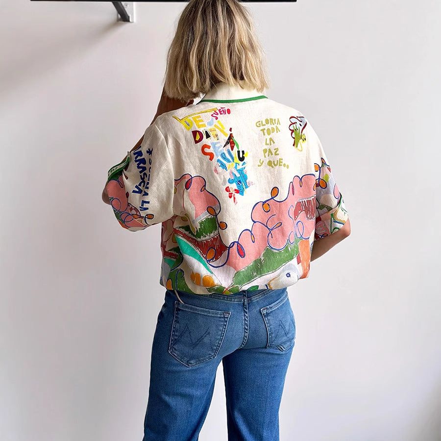 Wholesale Women's Streetwear Multicolor Half Sleeve Blouses - view 2