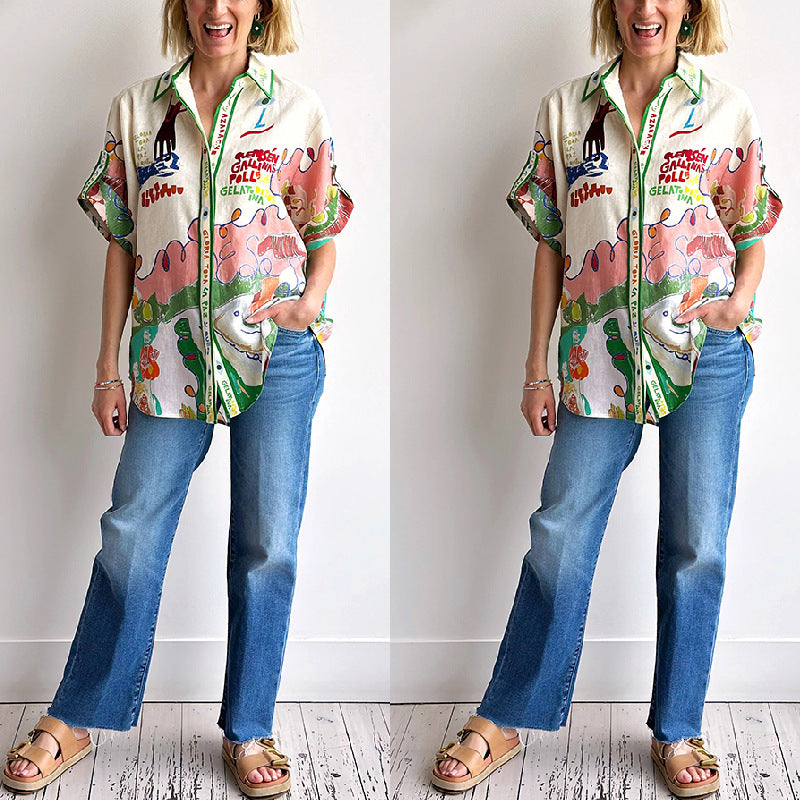 Wholesale Women's Streetwear Multicolor Half Sleeve Blouses - view 3