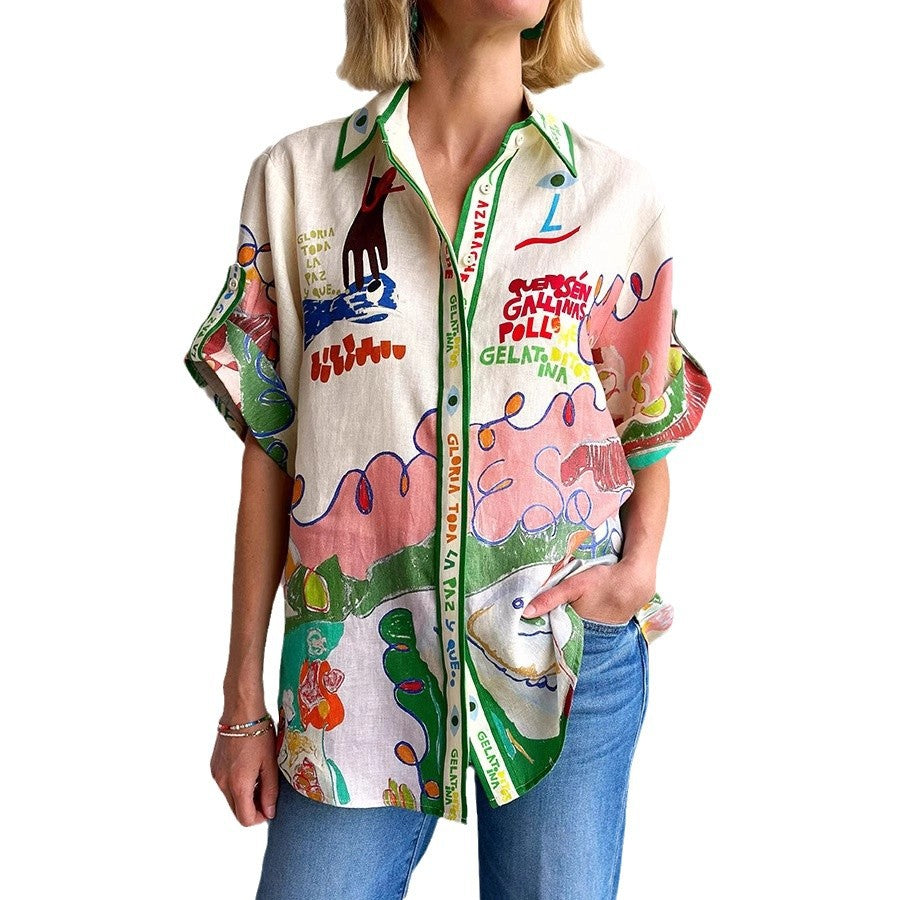 Wholesale Women's Streetwear Multicolor Half Sleeve Blouses - view 4