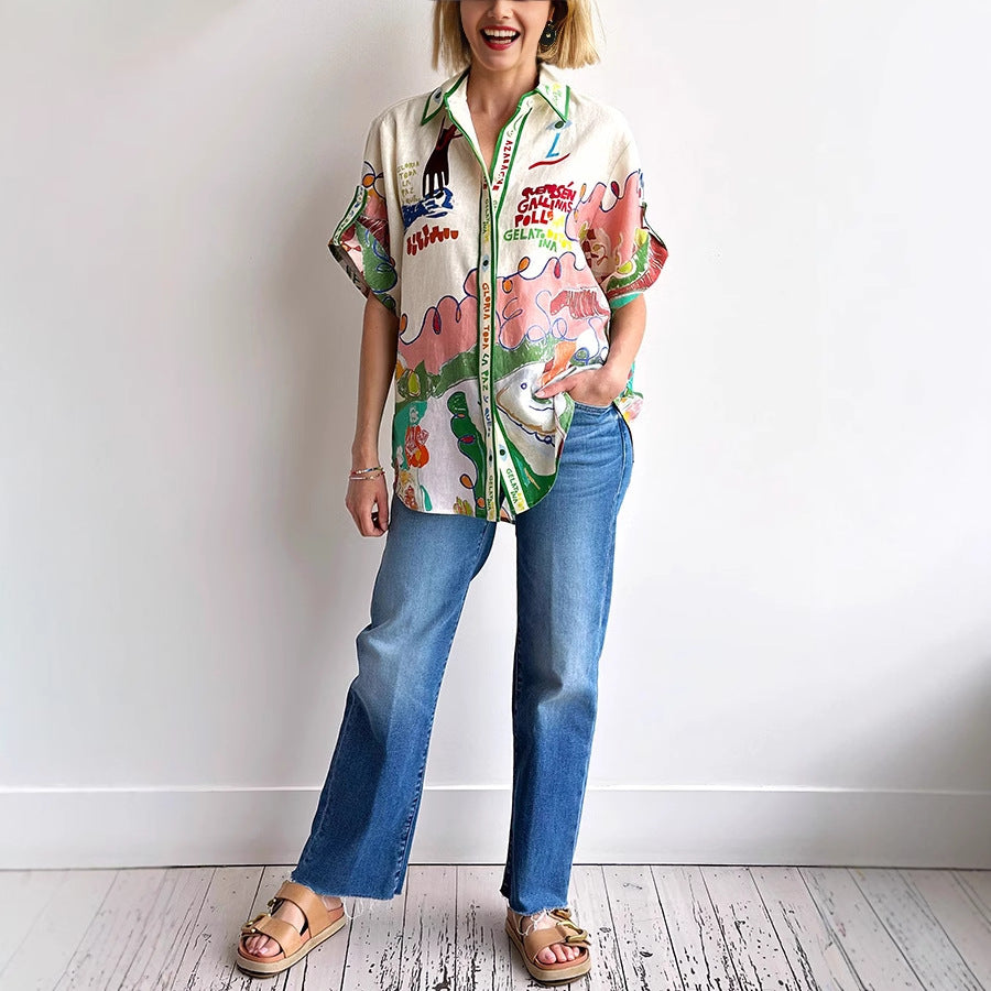 Wholesale Women's Streetwear Multicolor Half Sleeve Blouses - view 5