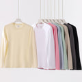 Men's Solid Color Basic Round Neck Long Sleeve Loose Men's T-shirt - front view