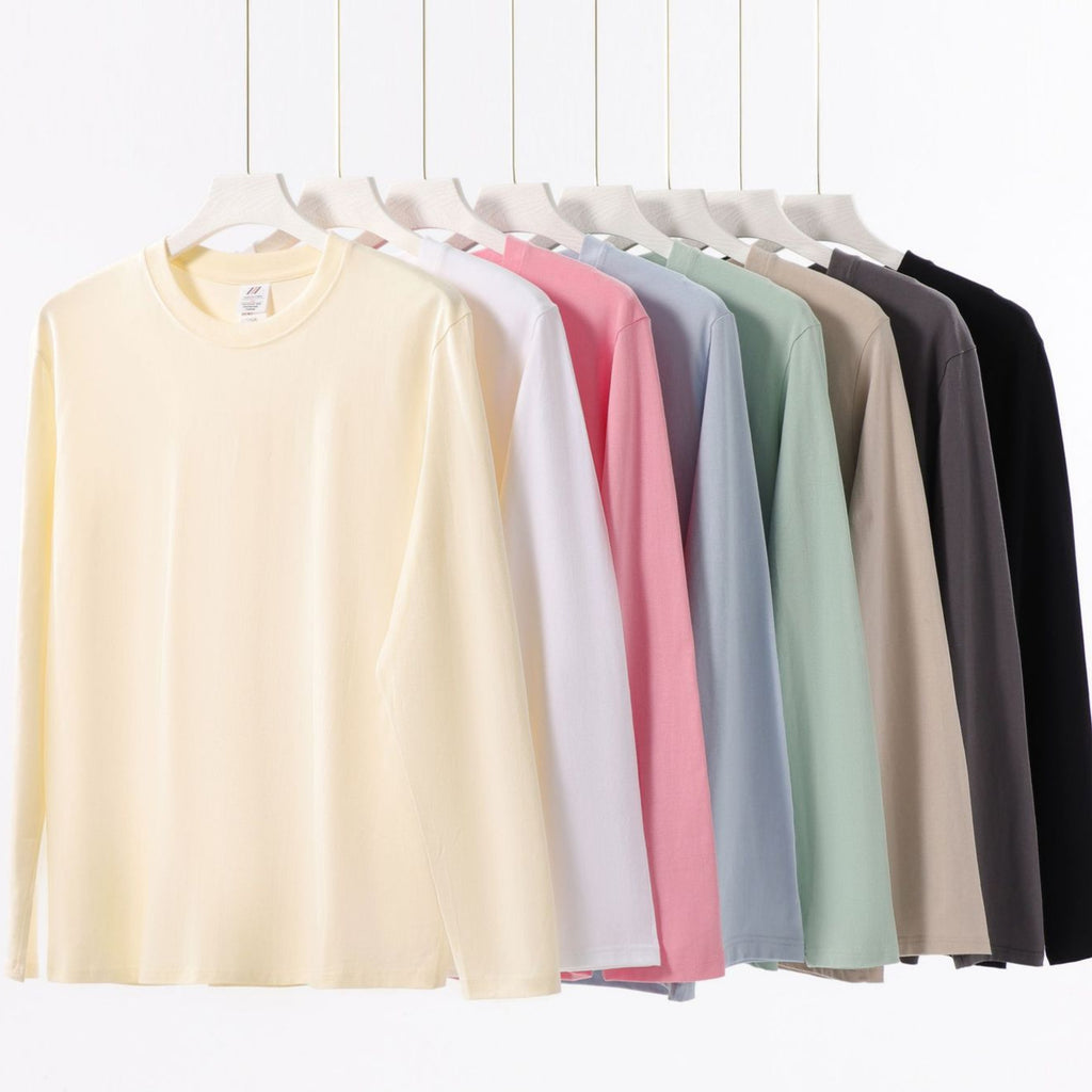 Men's Solid Color Basic Round Neck Long Sleeve Loose Men's T-shirt - view 3