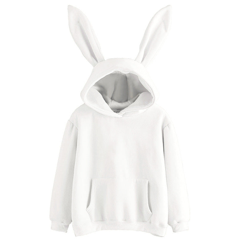 Autumn And Winter New Women's Harajuku Wei Hooded Rabbit Sweater Solid Color Loose Casual Women's Top - view 2