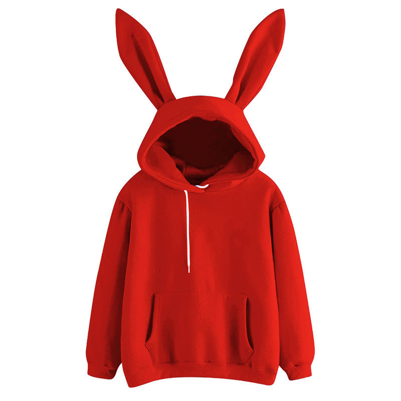 Autumn And Winter New Women's Harajuku Wei Hooded Rabbit Sweater Solid Color Loose Casual Women's Top - view 3