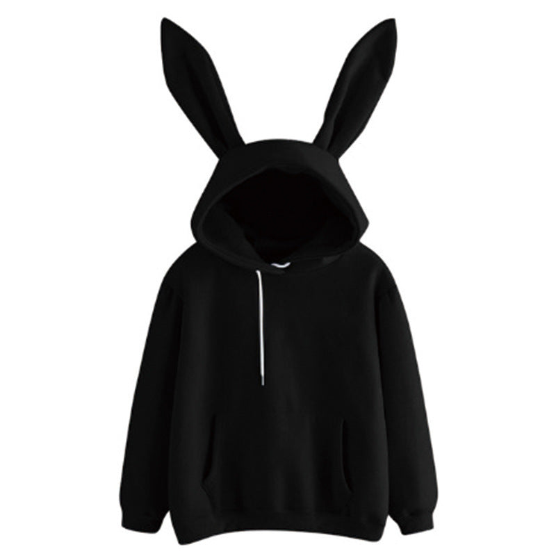 Autumn And Winter New Women's Harajuku Wei Hooded Rabbit Sweater Solid Color Loose Casual Women's Top - view 5