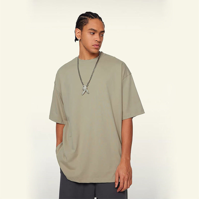 Wholesale Men's Simple Style Solid Color Short Sleeve Men's T-shirt - front view