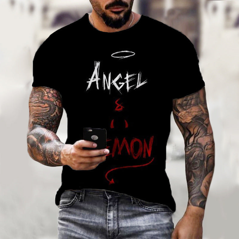 Men's Smiley Face Sports Round Neck Short Sleeve Loose Men's T-shirt - view 2