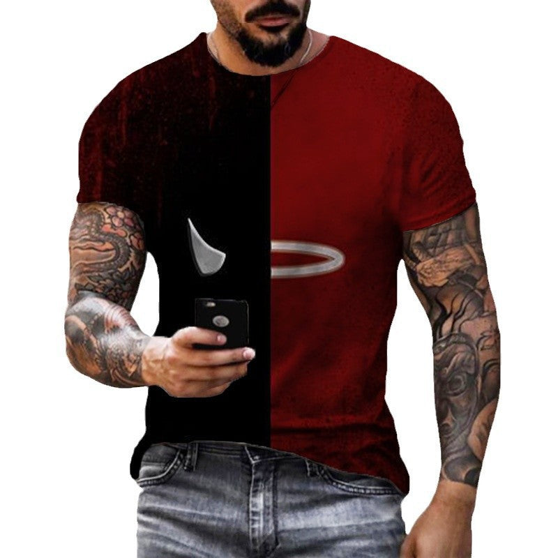 Men's Smiley Face Sports Round Neck Short Sleeve Loose Men's T-shirt - view 5