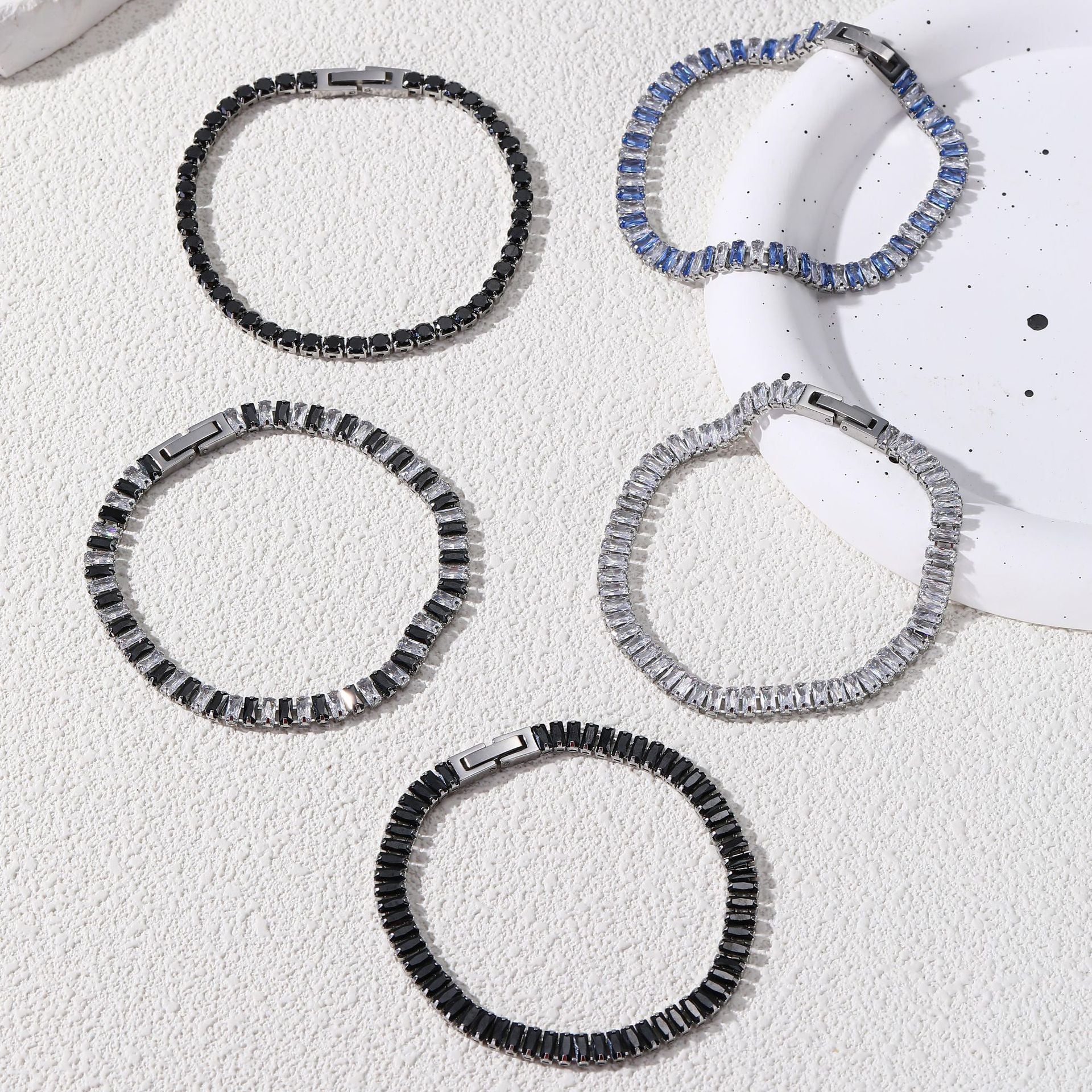 Shiny Geometric Titanium Steel Inlay Zircon Men's Chain Bracelet Men's Chain Bracelets - view 5