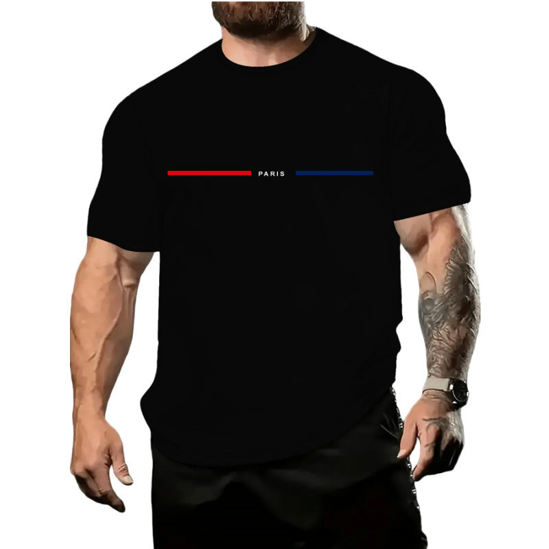 Men's Letter Simple Style Round Neck Short Sleeve Loose Men's T-shirt - front view