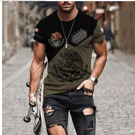 Men's Animal Casual Round Neck Short Sleeve Loose Men's T-shirt - view 2