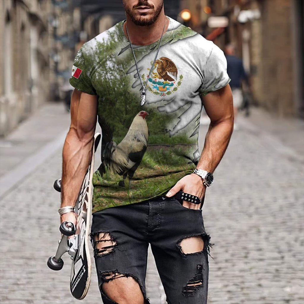 Men's Animal Casual Round Neck Short Sleeve Loose Men's T-shirt - view 3