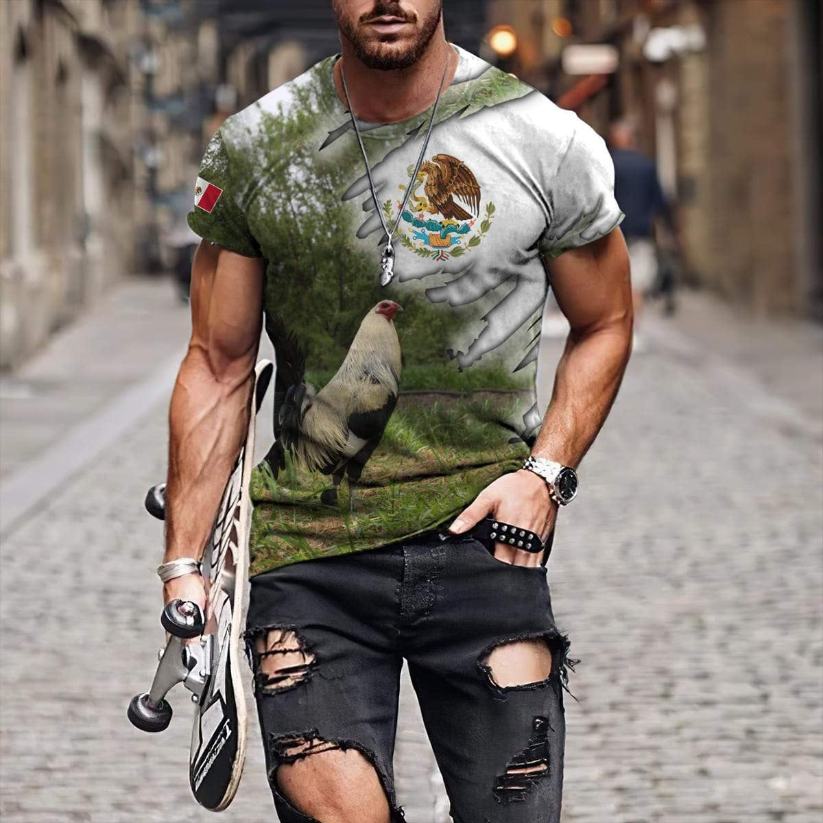 Men's Animal Casual Round Neck Short Sleeve Loose Men's T-shirt - view 3