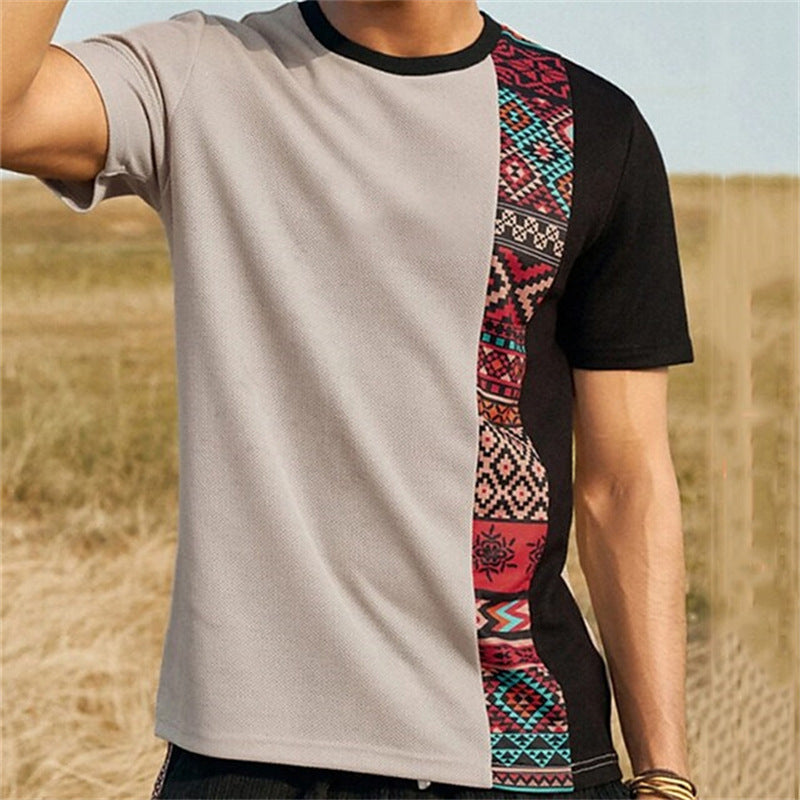 Men's Stripe Casual Elegant Round Neck Sleeveless Loose Men's T-shirt - front view
