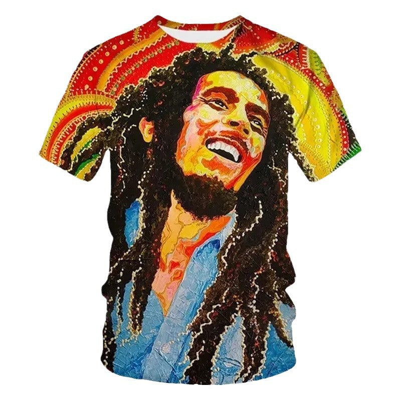 Men's Human Hip-Hop Round Neck Short Sleeve Loose Men's T-shirt - view 5