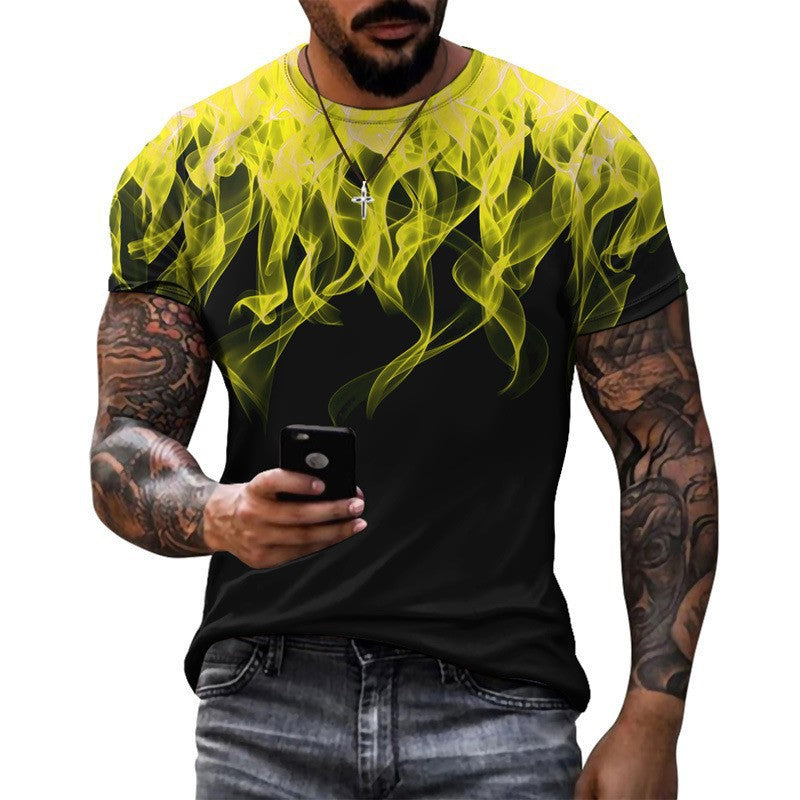 Men's Printing Sports Round Neck Short Sleeve Loose Men's T-shirt - view 3